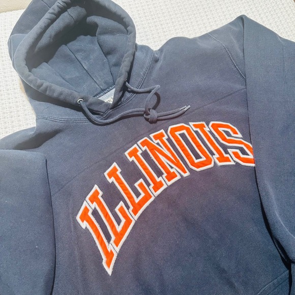 Vintage Steve & Barry Illinois Hoodie Mens XL Navy Blue Collegiate Spell Out 90s - Picture 5 of 16